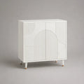 Buffet de salle à manger en MDF blanc avec 2 portes et pieds en acier blanc 120 x 40 x 85 cm