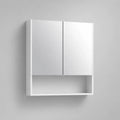 Armoire de toilette murale 80 x 20 x 70 cm en MDF blanc avec portes battantes et niche ouverte