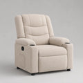 Fauteuil relax inclinable en tissu polyester beige avec repose-pieds intégré et accoudoirs rembourrés 85 x 90 x 105 cm