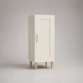 Buffet de salle à manger haut 1 porte MDF blanc avec pieds en bois beige 50 x 40 x 100 cm